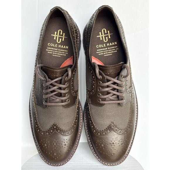 NEW Cole Haan Mens 8.5M American Classics Longwing Oxfords Truffle Egret Brown - Picture 1 of 9
